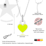 Mini Herz Halskette Emaille Für Damen 925er Silber mit Anhänger - Neongelb