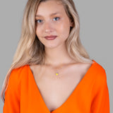 Mini Herz Halskette Emaille Für Damen 925er Silber mit Anhänger - Neongelb