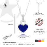 Mini Herz Halskette Emaille Für Damen 925er Silber mit Anhänger - Dunkelblau