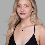 Mini Herz Halskette Emaille Für Damen 925er Silber mit Anhänger - Dunkelblau