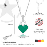 Mini Herz Halskette Emaille Für Damen 925er Silber mit Anhänger - Grun