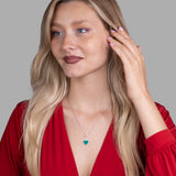 Mini Herz Halskette Emaille Für Damen 925er Silber mit Anhänger - Grun
