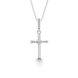 Kreuz Halskette mit Zirkonsteinen Für Damen 925er Silber mit Anhänger
