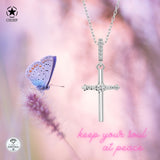 Kreuz Halskette mit Zirkonsteinen Für Damen 925er Silber mit Anhänger