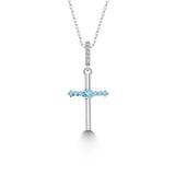 Kreuz Halskette mit Zirkonsteinen Für Damen 925er Silber mit Anhänger