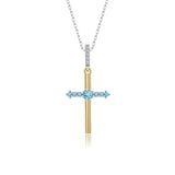 Kreuz Halskette mit Zirkonsteinen Für Damen 925er Silber mit Anhänger