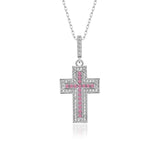 Kreuz Halskette mit Zirkonsteinen Für Damen 925er Silber mit Anhänger