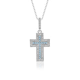 Kreuz Halskette mit Zirkonsteinen Für Damen 925er Silber mit Anhänger
