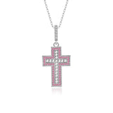 Kreuz Halskette mit Zirkonsteinen Für Damen 925er Silber mit Anhänger