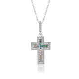 Kreuz Halskette mit Zirkonsteinen Für Damen 925er Silber mit Anhänger