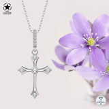 Kreuz Halskette mit Zirkonsteinen Für Damen 925er Silber mit Anhänger