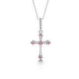 Kreuz Halskette mit Zirkonsteinen Für Damen 925er Silber mit Anhänger
