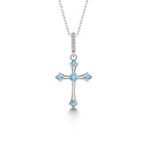 Kreuz Halskette mit Zirkonsteinen Für Damen 925er Silber mit Anhänger