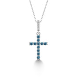 Kreuz Halskette mit Zirkonsteinen Für Damen 925er Silber mit Anhänger