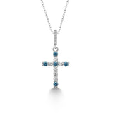 Kreuz Halskette mit Zirkonsteinen Für Damen 925er Silber mit Anhänger