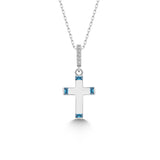 Kreuz Halskette mit Zirkonsteinen Für Damen 925er Silber mit Anhänger