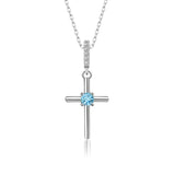 Kreuz Halskette mit Zirkonsteinen Für Damen 925er Silber mit Anhänger
