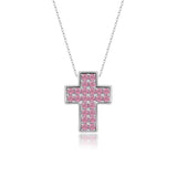 Kreuz Halskette mit Zirkonsteinen Für Damen 925er Silber mit Anhänger