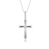 Zierliches Kreuz mit Zirkonia Für Damen 925er Silber mit Anhänger - Weiß