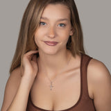 Zierliches Kreuz mit Zirkonia Für Damen 925er Silber mit Anhänger - Weiß