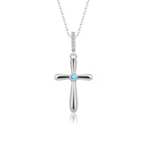 Kreuz Halskette mit Zirkonsteinen Für Damen 925er Silber mit Anhänger
