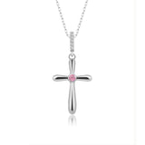Kreuz Halskette mit Zirkonsteinen Für Damen 925er Silber mit Anhänger