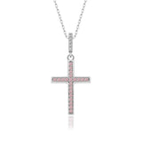 Kreuz Halskette mit Zirkonsteinen Für Damen 925er Silber mit Anhänger
