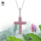 Kreuz Halskette mit Zirkonsteinen Für Damen 925er Silber mit Anhänger