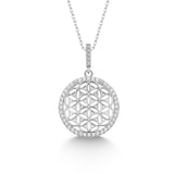 Silberne Lebensblume Halskette mit Zirkonia Für Damen 925er Silber mit Anhänger