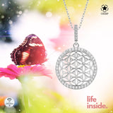 Silberne Lebensblume Halskette mit Zirkonia Für Damen 925er Silber mit Anhänger
