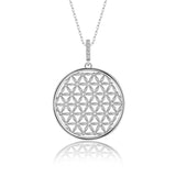 Silberne Lebensblume Halskette mit Zirkonia Für Damen 925er Silber mit Anhänger