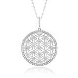 Silberne Lebensblume Halskette mit Zirkonia Für Damen 925er Silber mit Anhänger