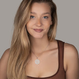 Silberne Lebensblume Halskette mit Zirkonia Für Damen 925er Silber mit Anhänger