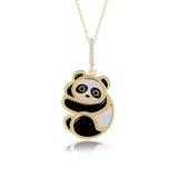Emaillierte Panda Halskette Für Damen 925er Silber-Gold