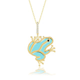 Emaillierte Frosch Halskette Für Damen 925er Silber-Gold