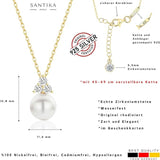Perlenkette Für Damen 925er Silber mit Anhänger - Gold