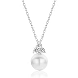 Perlenkette Für Damen 925er Silber mit Anhänger - Silber