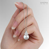Perlenkette Für Damen 925er Silber mit Anhänger - Silber