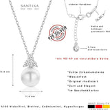 Perlenkette Für Damen 925er Silber mit Anhänger - Silber