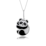 Emaillierte Panda Halskette Für Damen 925er Silber