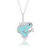 Emaillierte Frosch Halskette Für Damen 925er Silber