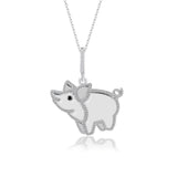 Emaillierte Schweinchen HalsketteFür Damen 925er Silber