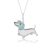 Emaillierte Dachshund Halskette Für Damen 925er Silber