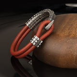 Krokodilschwanz Kette Für Herren - Handgemacht Echtes Lederarmband - Rot